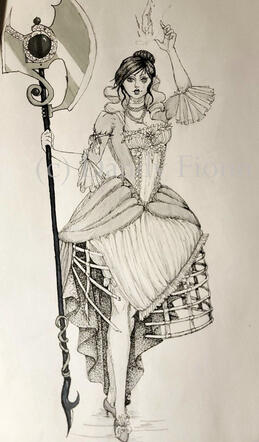 Another one of my OCs (drawn in 2023), Nadezhda. drawn Traditionally. full body, no background, complex