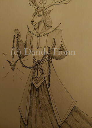 my OC Evander (drawn in 2020). traditional, drawn in graphite and ink. no background. an attempt at anthro art